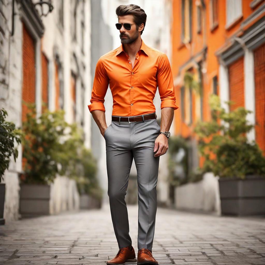  Orange Shirt and Gray Pant Combination